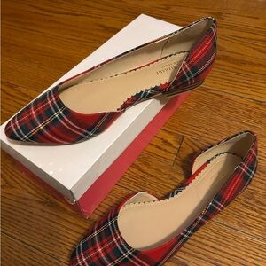 Isaac Mizrahi Red and Black Plaid Loafers